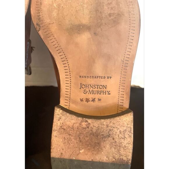 JOHNSTON & MURPHY BROWN LEATHER CROC  VAMP TASSEL LOAFERS MADE IN ITALY SZ 8 M - Picture 12 of 13